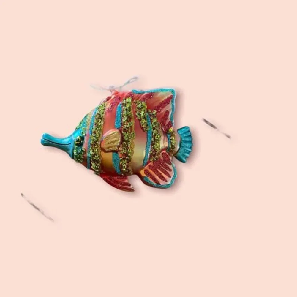 Holiday Lane Macy’s beautiful glass glitter sequin fish Christmas ornament